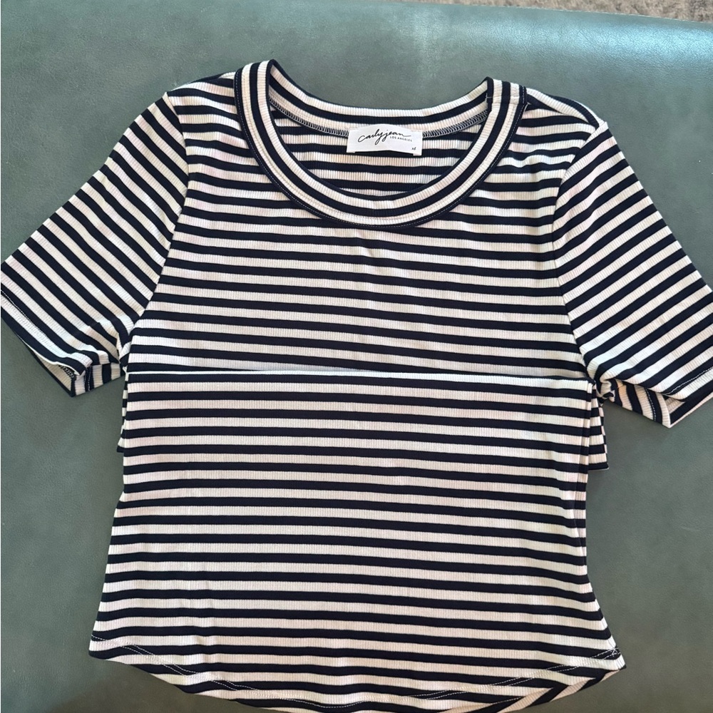 Carly Jean Los Angeles Navy and White Striped Top